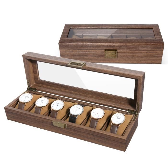 Uten Boîte de Montre Boîte de Rangement De Bijoux Boîte Daffichage Boîte En Bois avec Serrure pour Hommes Femmes (6 Montres) Uten Boîte de Montre Boîte de Rangement De Bijoux Boîte Daffichage Boîte En Bois avec Serrure pour Hommes Femmes (6 Montres)