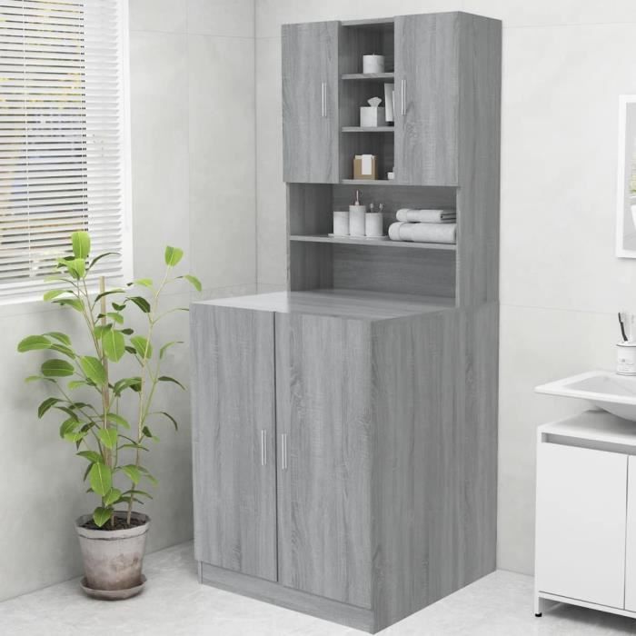 SALE 2024 Meuble pour machine à laver Sonoma gris 705x255x90 cm 6122Kg