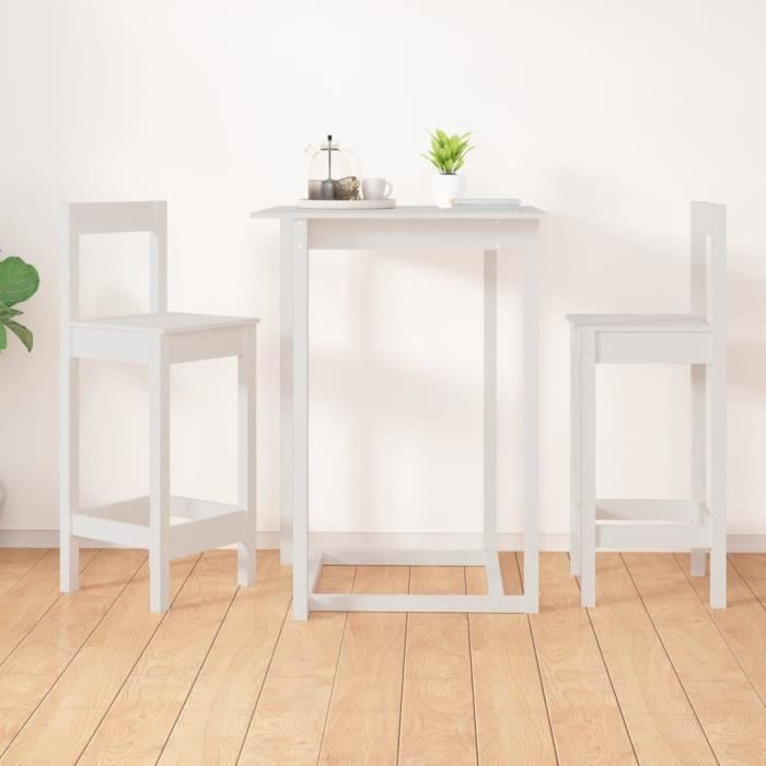 Chaises de bar - VIDAXL - 2 pcs - Bois de pin solide - Blanc - 40x415x112 cm