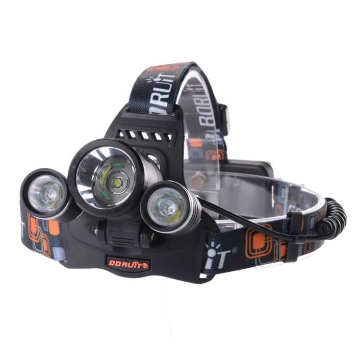 Lampe torche frontale à led rechargeable CREE 3x XM-L T6, 800 lumen