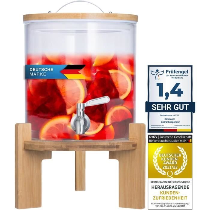 Relaxdays Distributeur de boisson, avec support et robinet, 8 litres