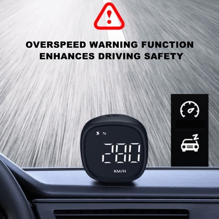 Akozon HUD GPS Compteur de Vitesse GPS, Alarme de Survitesse D'affichage HUD de Voiture 5V Compteur de Vitesse GPS auto collecteur