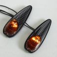 Mini clignotant goute d'eau carbone orange fumé à  LED pour moto scooter feu décoratif - MFPN : 9029CF-191559-1N-1