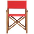 vidaXL Chaise de metteur en scène Bois de teck solide Rouge 47414-1