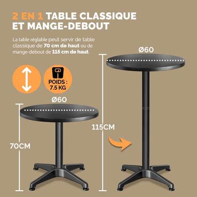CASARIA® Mange Debout Aluminium Hauteur Réglable 70-115 Cm, Grand