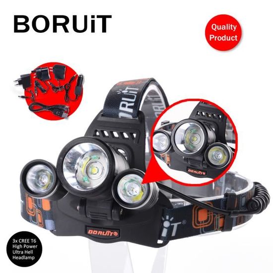 Lampe Frontale Vélo 6000LM - 2 LEDs CREE XM-L T6 - Résistance à L'eau IPX7 - Alimentation USB/Power Bank
