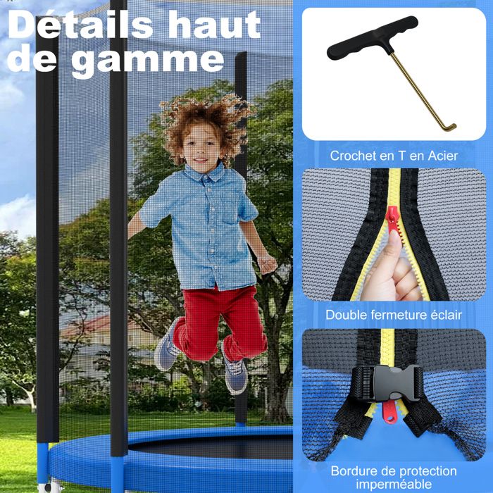 Trampoline Extérieur Intérieur 183CM Drumm Avec Filet De Sécurité - Trampoline Enfant 150kg Jardin
