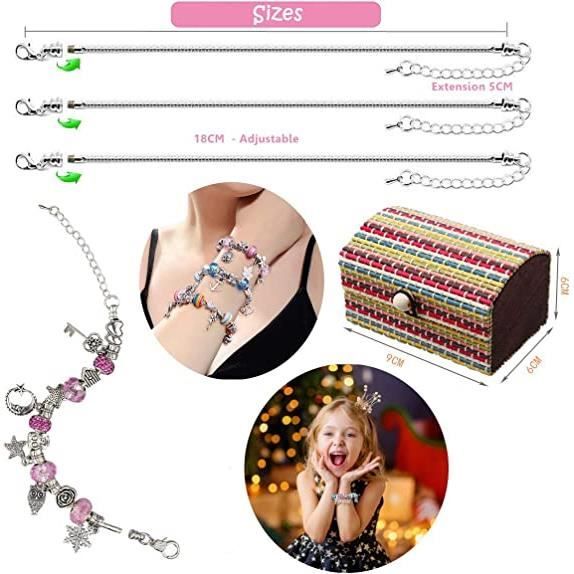 Kit Création Bracelet Bijoux Pour Fille 4-12 Ans - Perles, Breloques, Licornes, Coffret Cadeau