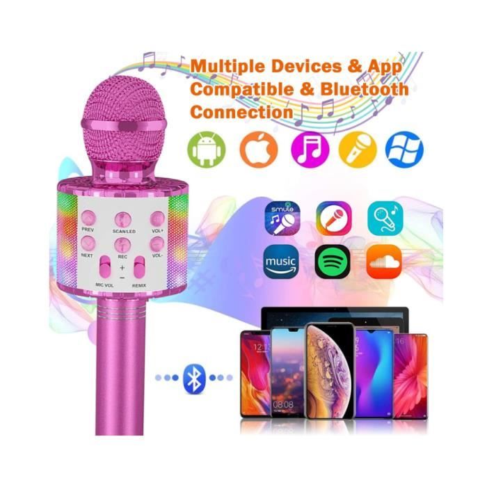 Micro Karaoke,Micro Enfant pour Chanter Fille,LED Micro Karaoke sans Fil  Bluetooth,FêTe Chanter IdéE Cadeau De NoëL Anniversaire - Cdiscount Jeux -  Jouets
