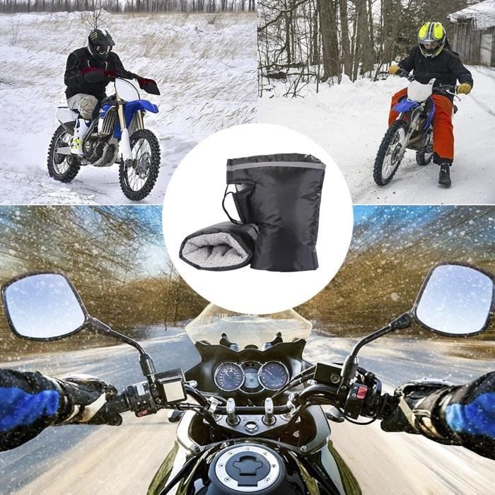 Gants de guidon de moto imperméables, protection des mains en hiver,  doublure polaire coupe-vent, gants chauds pour poignée de Scooter