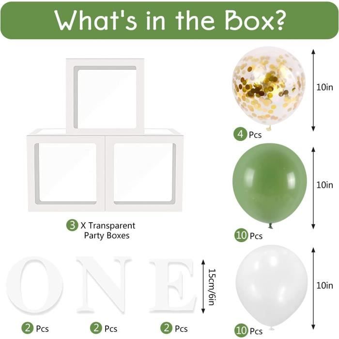 Lot De 4 Boîtes Transparentes Pour Ballons – PVC Blanc 30x30x30 Cm – Décoration Fête, Mariage, Anniversaire – Accessoire Photo