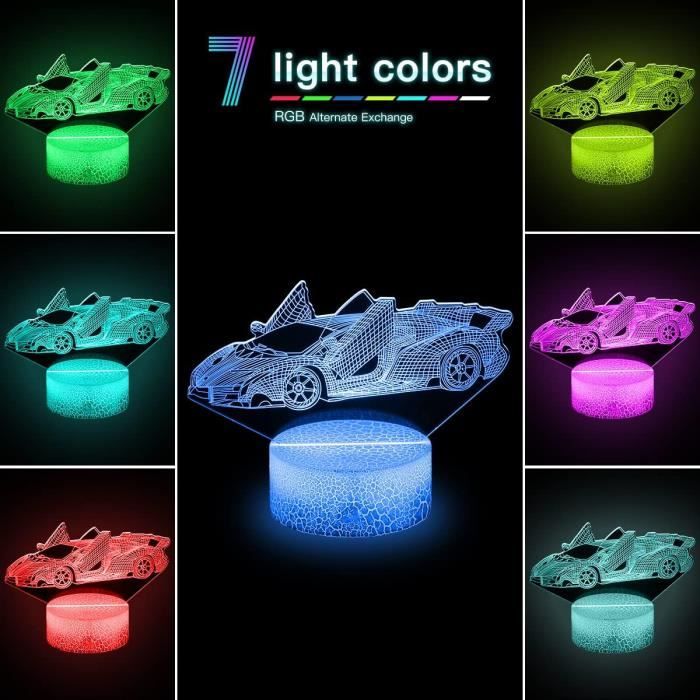 Veilleuse de voiture 3D. Lampe pour enfants, Offre exclusive