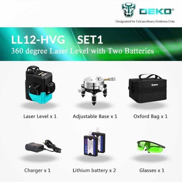 Nivel láser de líneas Deko LL12-GTD 30m