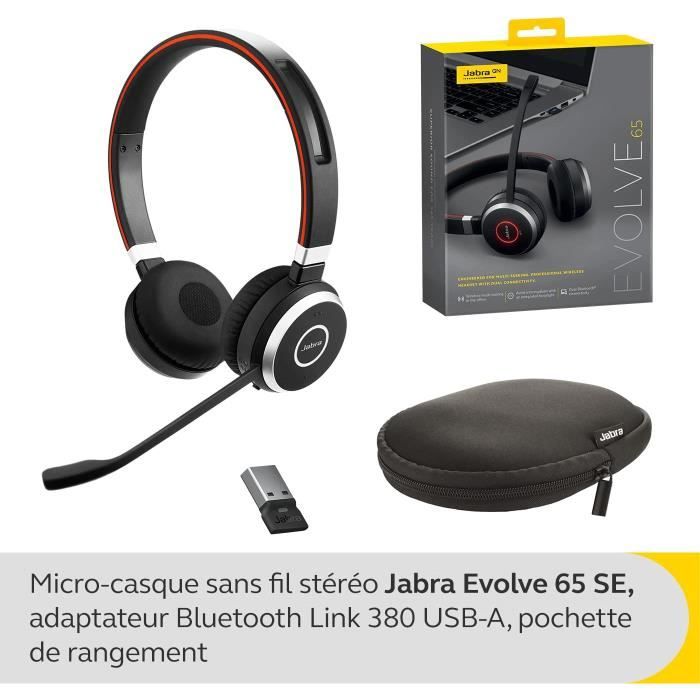 Jabra Evolve 65 SE - Micro-casque stereo Bluetooth sans fil - Cdiscount TV  Son Photo