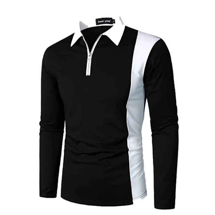Polo noir manches longues homme deals
