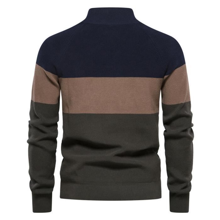 Cardigan Homme Automne-Hiver Zip – Slim Fit, Tricot Chaud Avec Poches, Col Droit Élégant