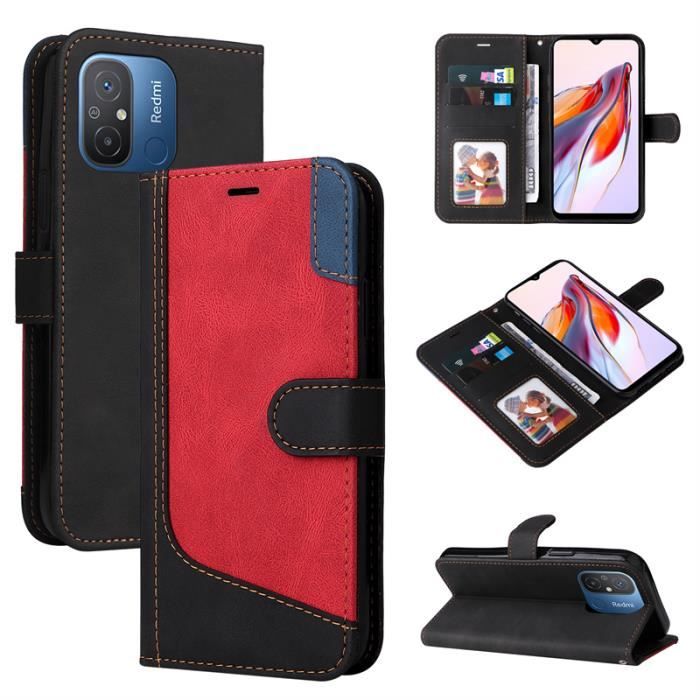 MOJIA Cover per Xiaomi Redmi 12C / Redmi 11A / Poco C55, PU Custodia Antiurto Resistente ai Graffi, Custodia Flip Portafoglio per Telefono con Supporto e Slot per Schede. Nero