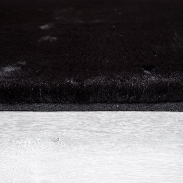 Tapiso Cuddle Tapis Shaggy Antidérapant Lavable Moderne Noir Uni Salon  Chambre Enfant Poils Longs Moelleux Epais OEKO-TEX 120 x 170 cm
