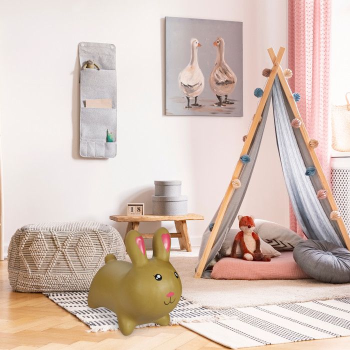 Relaxdays Animal sauteur, jouet en forme de cheval, charge maximale : 50 kg, sans BPA, 3 ans et plus, marron clair - Jeux - Jouets