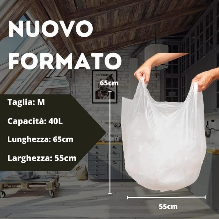 SACOK 45 Sacs poubelle transparents avec poign es rabat 55 x 65