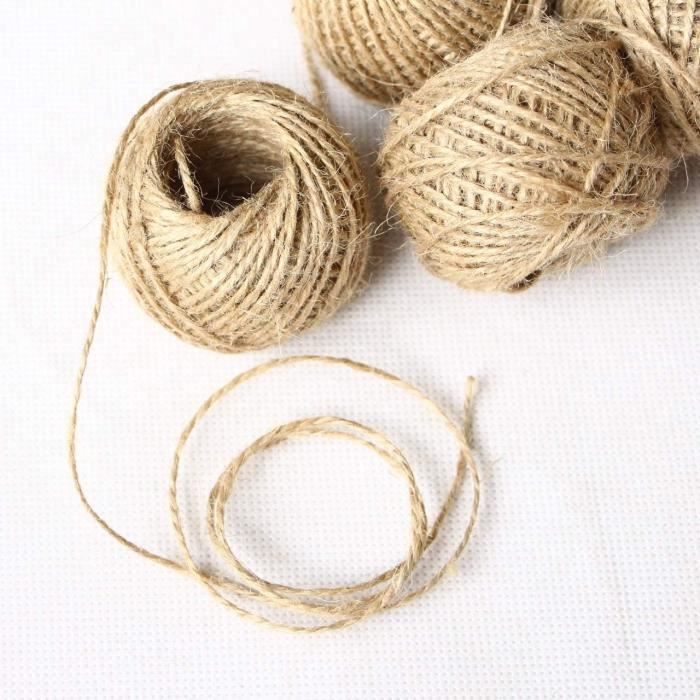 Ficelle De Jute Naturelle 5mm X 10m - 16 Couleurs Au Choix - Pour Bricolage, Jardinage, Décoration, Macramé, Emballage Cadeau - Corde Chanvre Solide 3 Brins