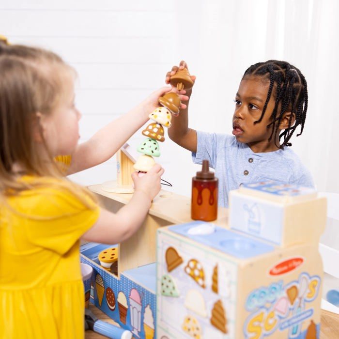 Glacier En Bois Melissa & Doug - Comptoir à Glace 28 Pièces Avec Accessoires Pour Jeu D'Imitation