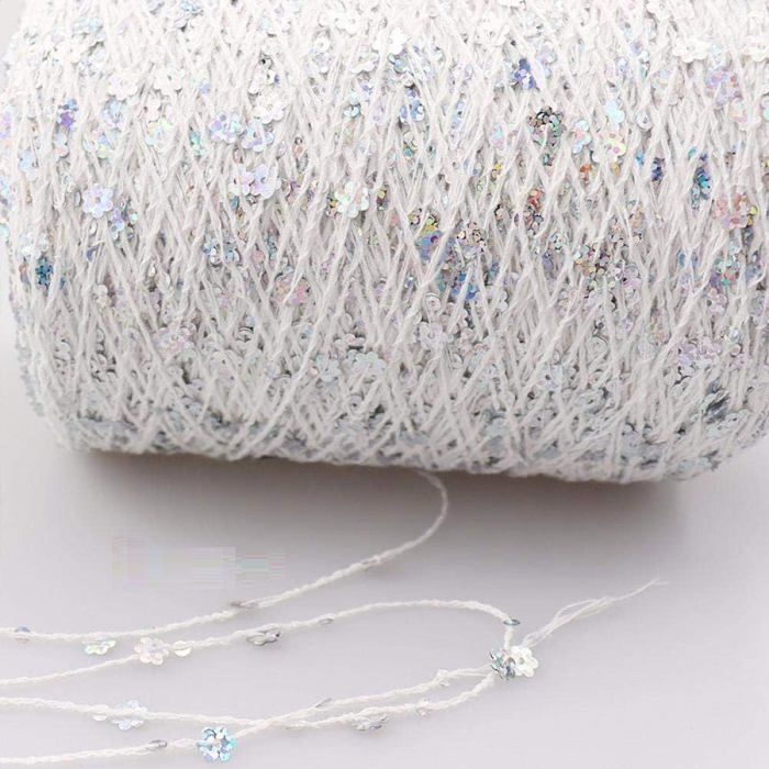 CAMAL 4 Pièces Métallique Fil Coton pour Crochet 400g / 560m Fil De Coton Pailleté Doux Scintillant Coton a Crocheter, Fil à Tricoter pour Sac
