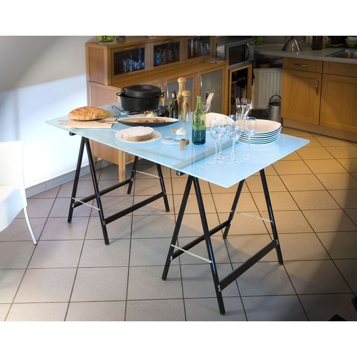 Lot de 4 Tréteaux télescopiques max. 200 kg, tréteaux pliables, Hauteur réglable 80-130cm, Bleu, Chevalet Échafaudage | Leroy Merlin