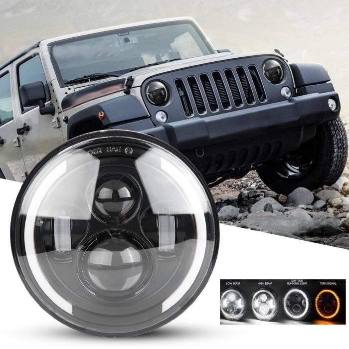 Phare LED 7 Pouces 150W Pour Moto – Halo Rond – 6000K Blanc éclatant – Installation Facile