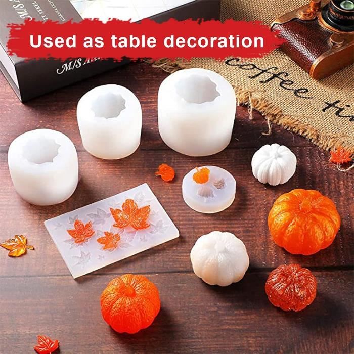 Kit 6 Moules Silicone Citrouille Et Feuille D'érable - Pour Résine, DIY, Halloween Et Thanksgiving - 6