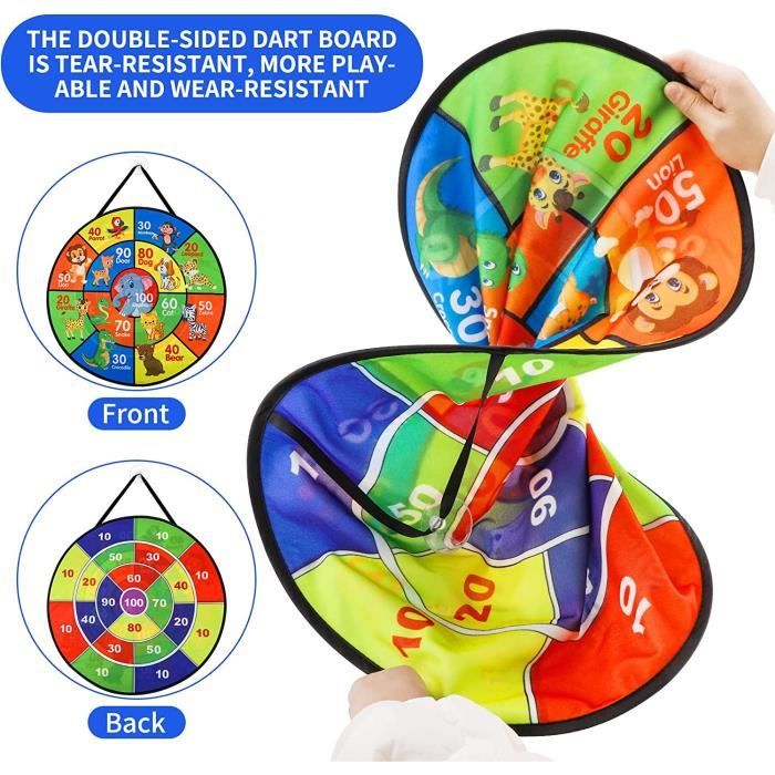 Jeu de fléchettes Double Face pour Enfants,Jeu de fléchettes Debout et Suspendu de 29 Pouces avec 2 Pistolets,Jeu de Carnaval - Jeux - Jouets