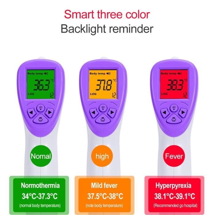 JOULLI Thermomètre Bébés Thermomètre pour Enfants / Adultes / Surface des Objets, Thermomètre Frontal Infrarouge Numérique Sans Contact