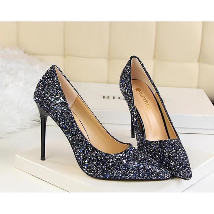 Escarpins Femme Talons 8cm - Bout Pointu Synthétique - Classique Bureau & Soirée