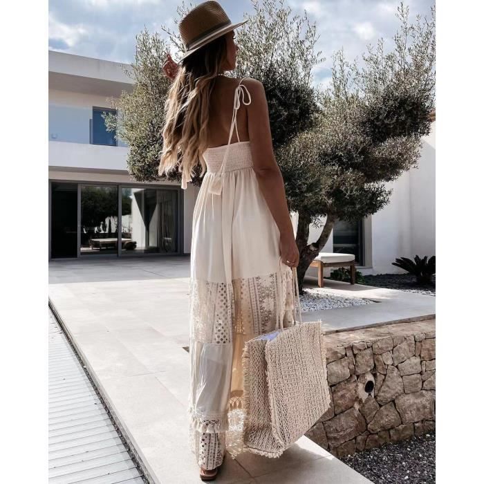 Robe sales dentelle beige