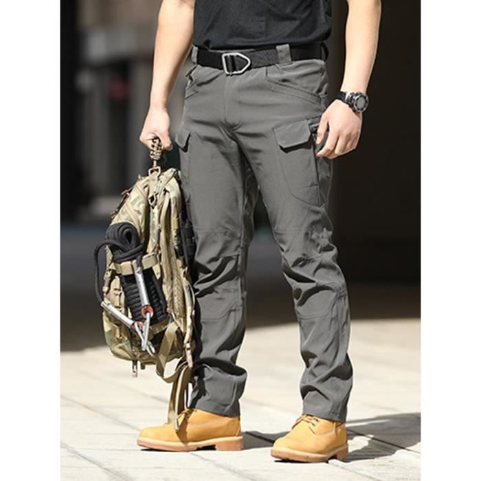 Minetom Pantalon Cargo Homme Multipoches Zippé Mince Pantalon Combat  Pantalon de Travail Imperméable Pantalon Militaire Tactique A gris -  Cdiscount Prêt-à-Porter