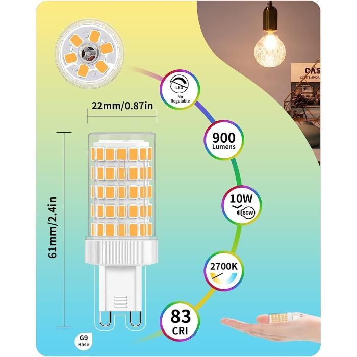 Ampoule G9 LED Blanc Froid, 10W LED G9 6000K Equivalence Incandescence 80W  Lumière 900LM Lampe G9