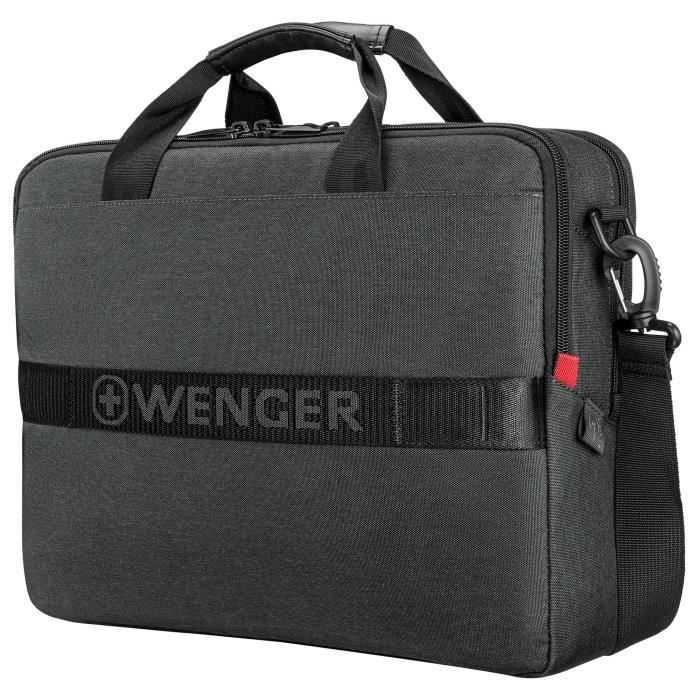 Wenger PROSPECTUS Sacoche Ordi 16" - Poche Tablet Néoprène, Compartiment Rembourré Et Sangle Trolley - Noir 15L
