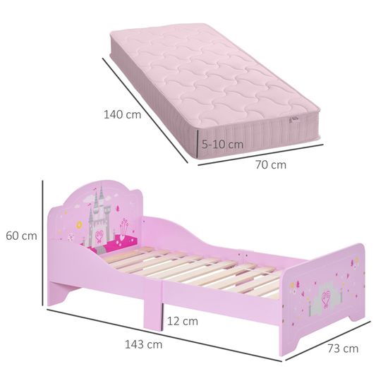 Lit Enfant Lit D Enfant Design Princesse Motif Chateau Sommier A Lattes Inclus Mdf Contre Plaque Rose 143x73x60cm Rose Cdiscount Maison