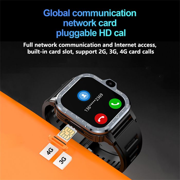 AIEK Smartwatch 4G Android Con Telefono GPS - Schermo AMOLED 1,43" - 2GB RAM 16GB ROM - Rosso
