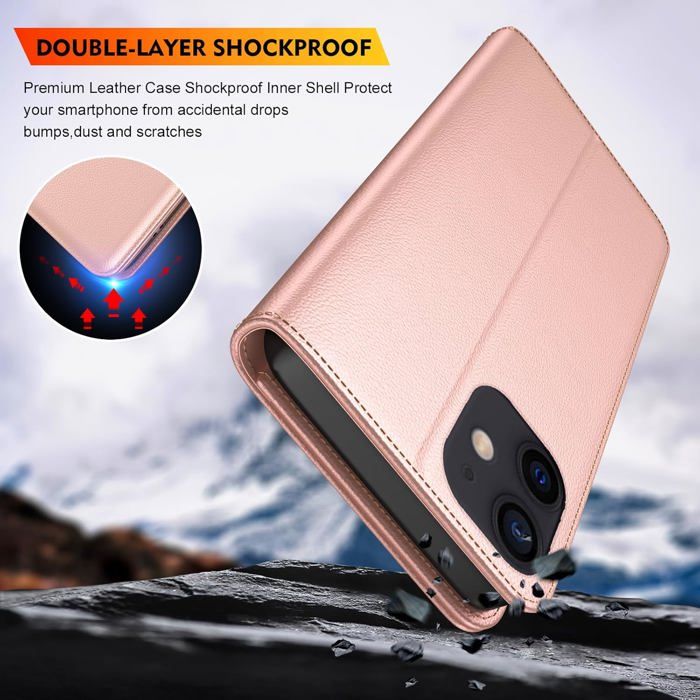 Étui à Rabat Magnétique En Simili Cuir Pour IPhone - Compatible X à 12, SE, Etc. - Avec Poche - Noir Ou Beige