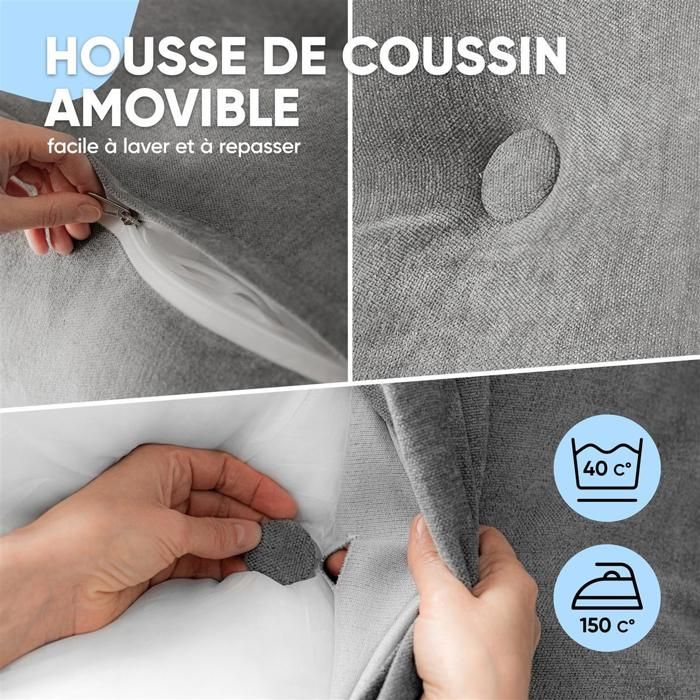 Z-hom Coussin De Lecture Pour Lit 200cm - Grand Coussin Dossier Canapé Triangulaire Ergonomique Gris