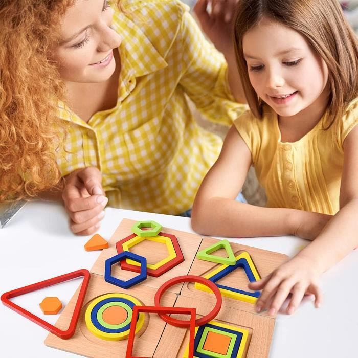 Montessori Jouets à Partir De 2 3 4 Ans Puzzle En Bois Couleurs Jeu De