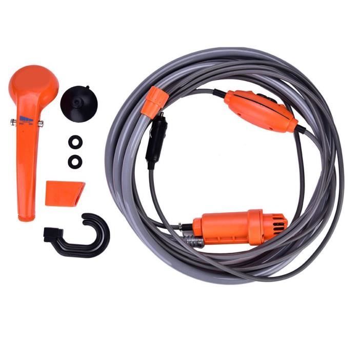 Kit Douche De Camping Portable Rechargeable - Pompe Électrique 5000mAh, Tête De Douche Avec Vanne, Débit 5L/min, Pour Randonnée, Plage, Extérieur