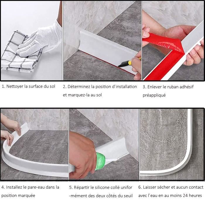 100CM Barrière de Douche Pliable, Barrière de Barrage D'eau Seuil de