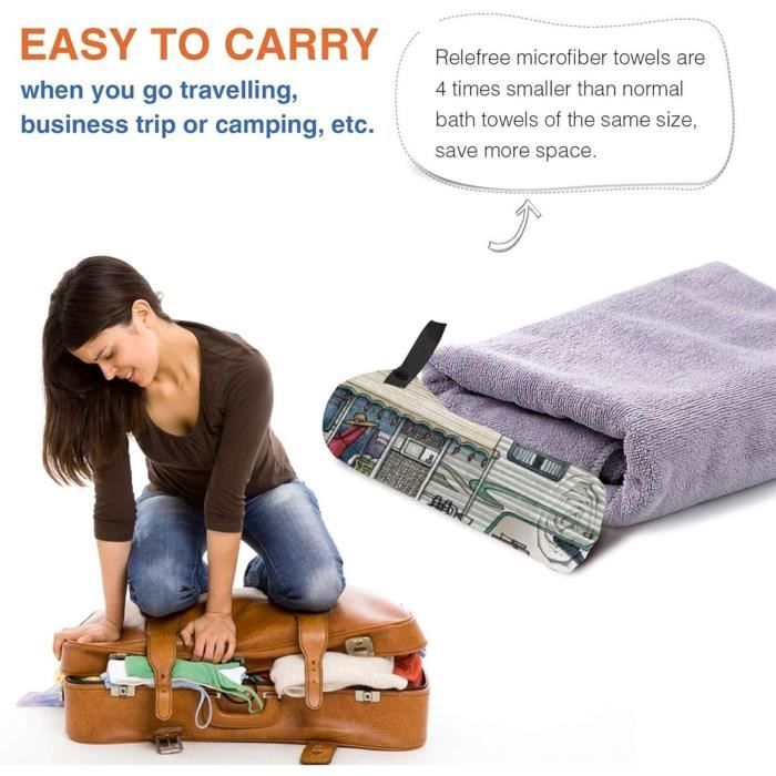 Serviettes Voyage Séchage Rapide Serviettes Camping Vnoss Lot 3 Tailles - Microfibre Séchage Rapide Set Serviettes Séchage Rapide