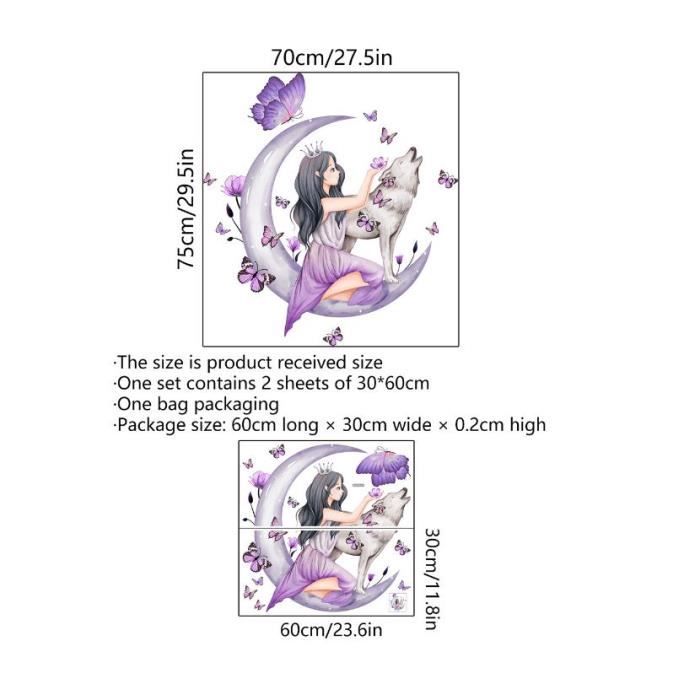 Stickers Muraux Fée Fleur Et Papillon Pour Chambre Enfant - Décoration Bébé Avec Parapluie