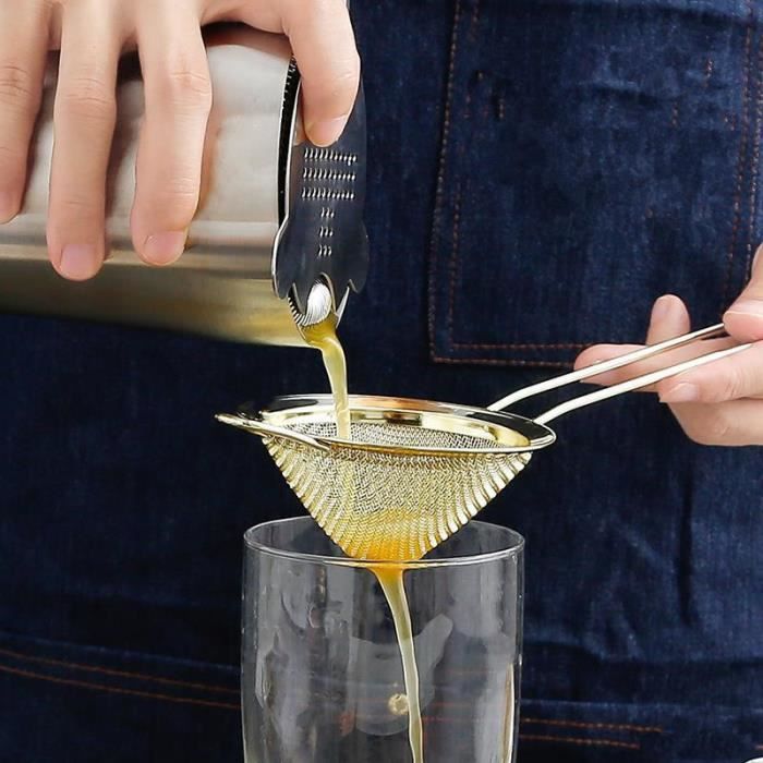 Passoire à Cocktail Noire En Acier Inoxydable - Professionnelle - Pour Mixologie Et Bar Maison