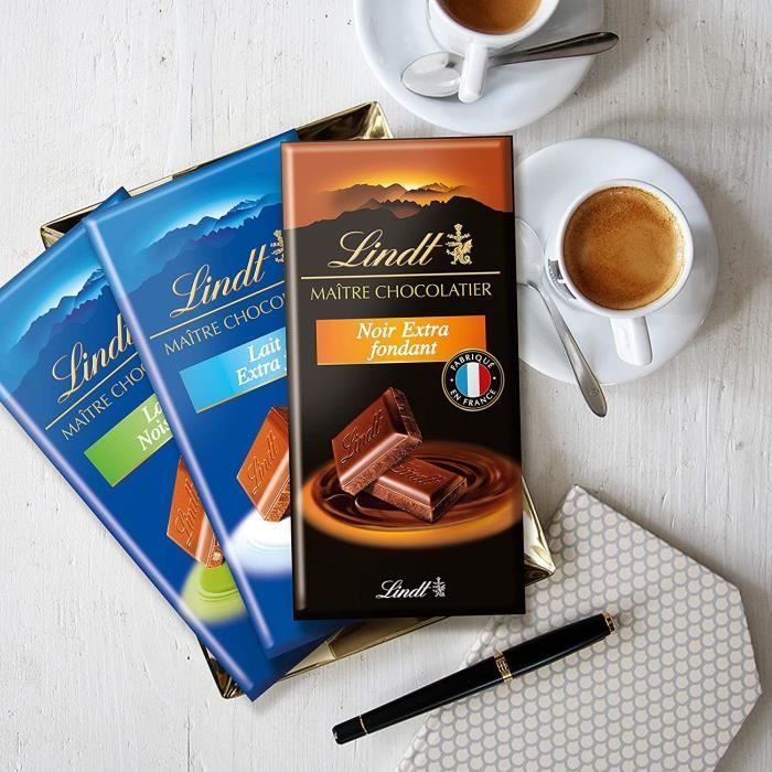 LINDT tablette de Chocolat Noir Extra fondant 3x100g 300g