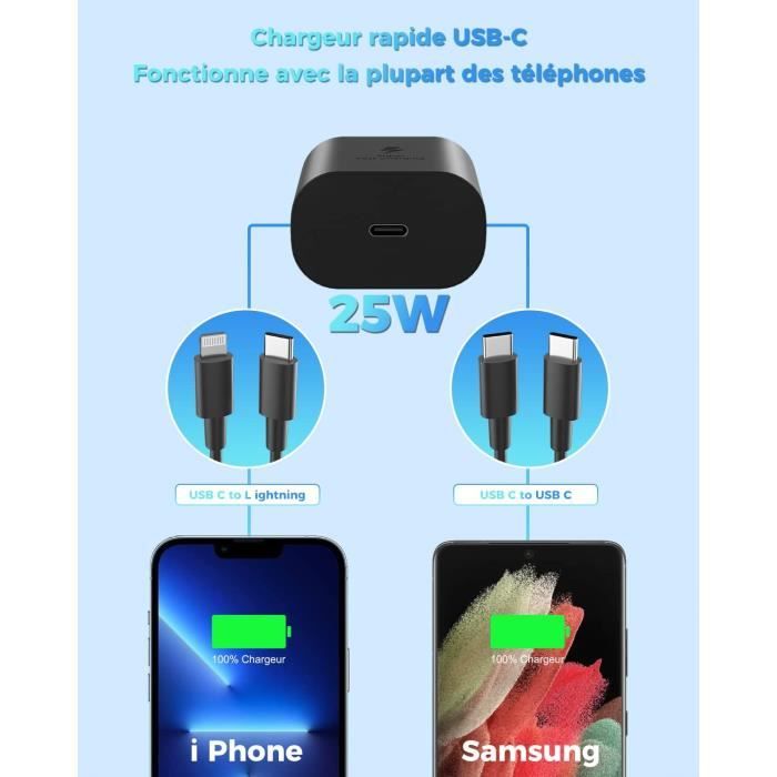 Chargeur Usb C Rapide 45W Avec 2M Câble Chargeur Pour Samsung Galaxy S23  Ultra,S23+,S22,S21,S20 Fe,A53 - Cdiscount Téléphonie