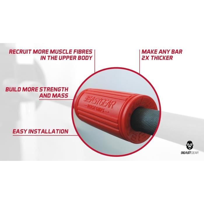 Poignées Haltérophilie BEAST RAGE - Fiber Carbone Antidérapante - Protection Mains Callosités - Unisexe Adulte - Pour Barre Et Kettlebell